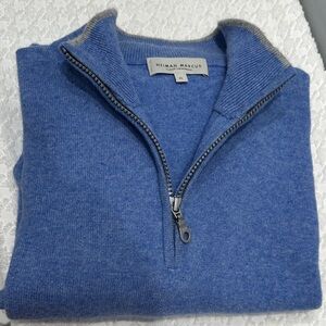 Neiman Marcus Men's Zip-Up Sweater in Blue